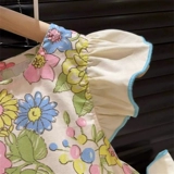 Летний наряд маленькой принцессы с бантиком без рукавов, платье, в западном стиле, цветочный принт, в корейском стиле