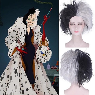 taobao agent Steamed Bun Family Movie Kurai De Wier COS half black and white two -color explosion head COS anime wig