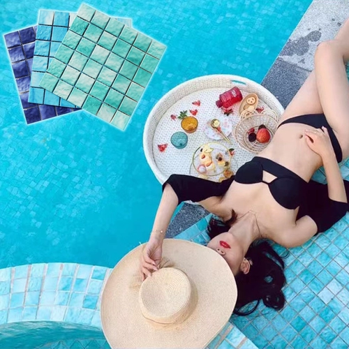 Бассейн, мозаика, лазурная зеленая вилла