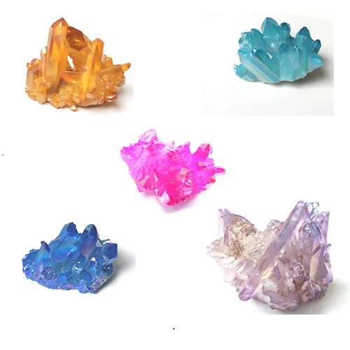 Натуральный белый кристаллический кластер с гальванией красный фиолетовый зеленый цвет синий кристаллический кластер декоративная очистка и излучение