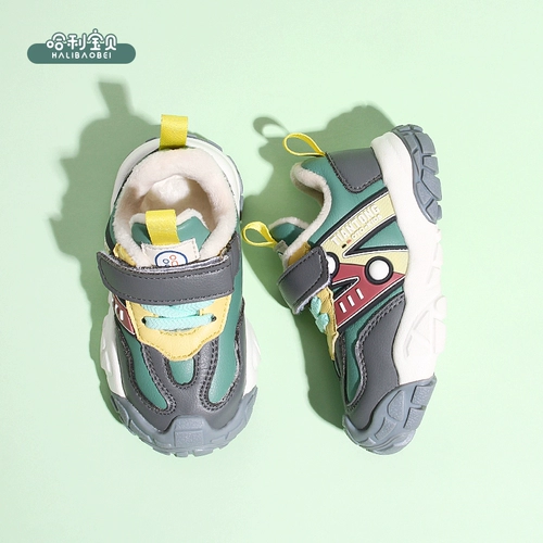 Детская зимняя нескользящая спортивная обувь, флисовые туфли для мальчиков, утепленная повседневная обувь, мягкая подошва