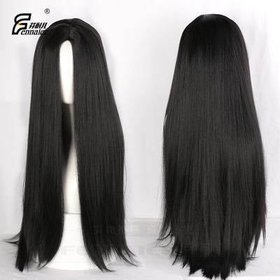 taobao agent Findoier Adams Morticia Black Mid -length straight -hair Halloween Party cosplay wig