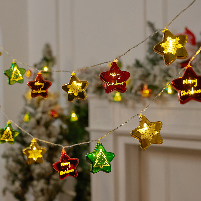 Christmas gold-plated star Christmas tree (1.5 meters 10 lights battery model) comes with batteries