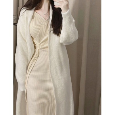 taobao agent Advanced knitted dress, autumn set, plus size, french style, high-quality style, long sleeve, fitted