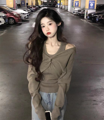 taobao agent Autumn sweater, knitted jacket, set, plus size, fitted