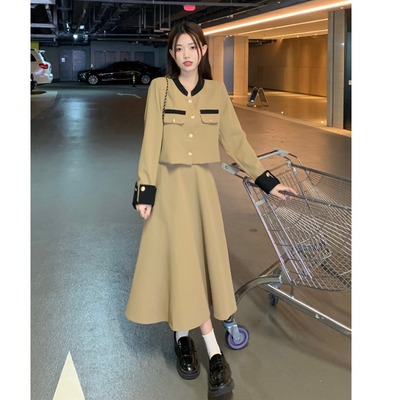 taobao agent Set, plus size, Chanel style, french style, fitted, autumn, for pear shaped body