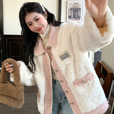 taobao agent Fuchsia woolen jacket, top, plus size, Chanel style, fitted