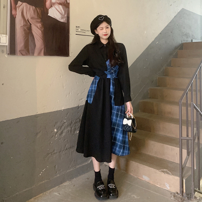taobao agent Sexy dress, fitted brace, long long skirt, plus size, polo collar, A-line