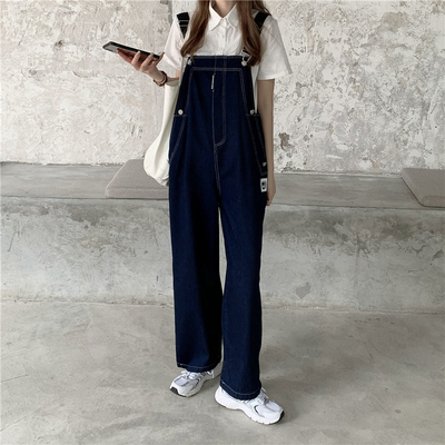 taobao agent Suspenders, design jeans, plus size, western style, fitted, high waist, trend of season, suitable for teen
