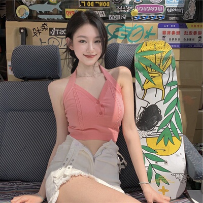 taobao agent Retro knitted summer clothing, fuchsia tank top, plus size