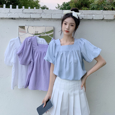 taobao agent Advanced jacket, plus size, square neckline, high-quality style, fitted, french style, puff sleeves