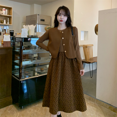 taobao agent Autumn set, design vest, dress, plus size, 2022, trend of season, flowered