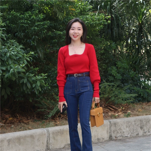 Осенние ретро синие штаны, мегафон, джинсы, подходит для подростков, французский стиль, высокая талия