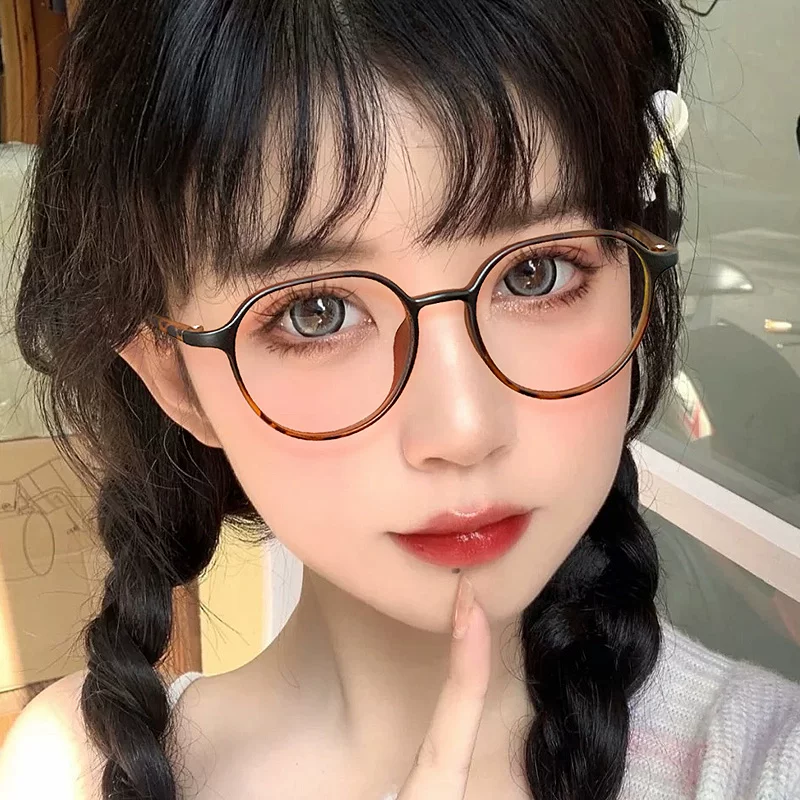 Korean female tide TR90 ultra -light blue light glasses can be equipped with near -view, big face, thin, fashionable plain glasses frame