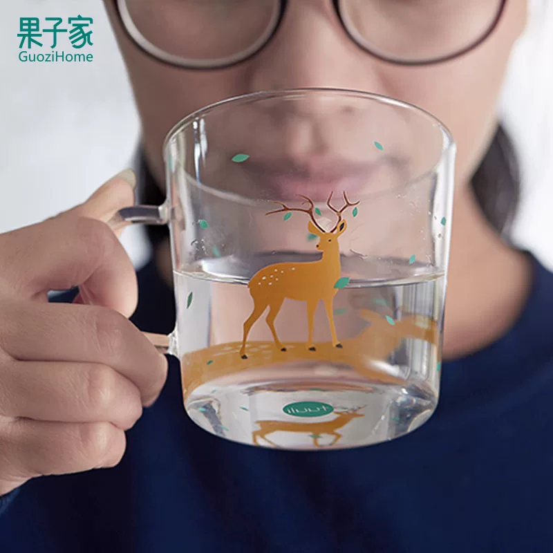 Cartoon fresh handle with glass for students