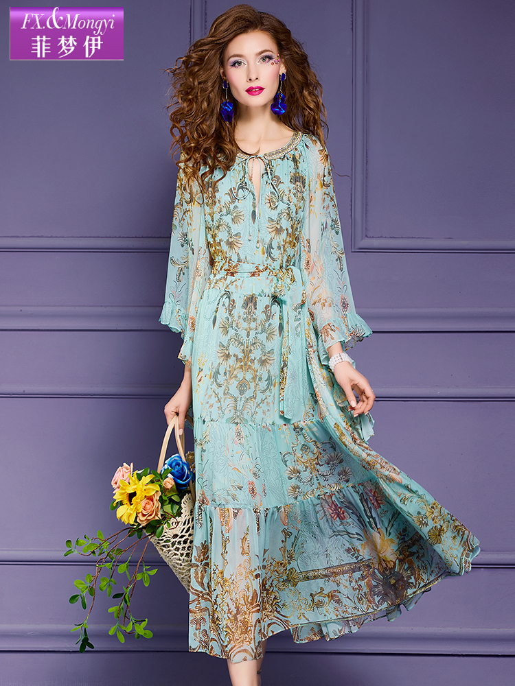 (Mới) Mã K0035 Giá 6460K: Váy Đầm Liền Thân Dáng Dài Nữ Fxrela Hàng Mùa Xuân Thu Đông Họa Tiết Hoa Thời Trang Nữ Chất Liệu Lụa Tơ Tằm G06 Sản Phẩm Mới, (Miễn Phí Vận Chuyển Toàn Quốc).