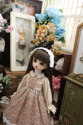taobao agent [XMYA] BJD baby clothing four or six points skirt giant baby dress big six -point small cloth salon brown floral