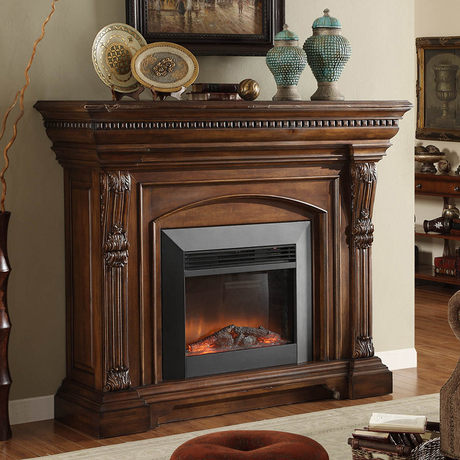 1.6米美式做旧实木雕花电壁炉柜欧式仿真火炉架取暖器装饰电视柜