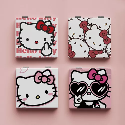 Hello Kitty, hello kitty, милое складное двусторонное портативное зеркало для школьников