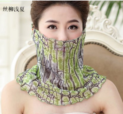 [USD 15.42] women's summer silk mask neck sun shade breathable facial ...