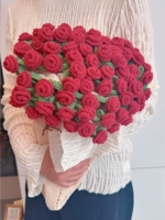 【80см】Бежевый римский красный бархатный букет роз Материал одеяла