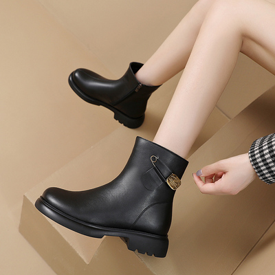 taobao agent Martens, low boots, fleece keep warm non-slip demi-season footwear