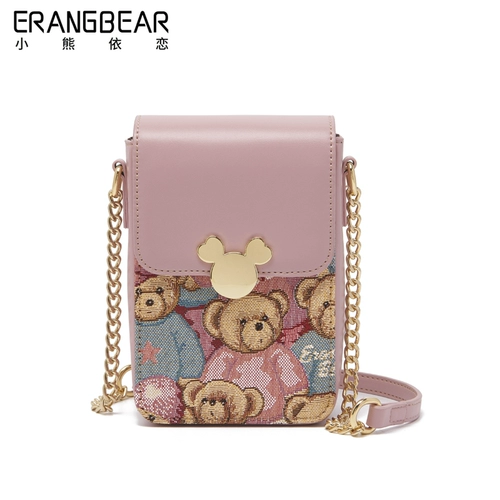 Сумка через плечо, сумка для телефона, маленькая ткань, небольшая сумка, с медвежатами, 2023