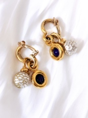 Индивидуальные серьги 法产中古｜agatha青金石琉璃鳞片珍珠环扣耳夹