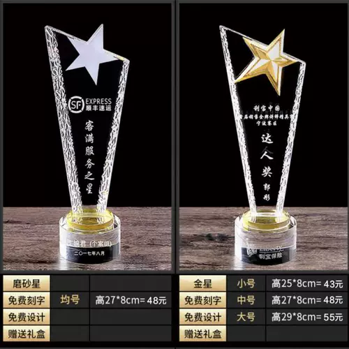 Crystal Trophy индивидуальная большая палец Pentagon Mop Mop, сотрудники сотрудников, с высоким содержанием металлического металла дешевая бесплатная доставка