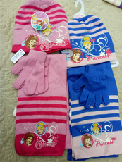 Комплект из двух частей 外贸可爱冬季超美公主女童帽子围巾手套三件套