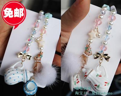 taobao agent Handmade DIY Crystal Pearl Japanese Rabbit Tea Club Bows Change Sleeping Eye Pull Ring Ring Rods Suitable for Blythe Xiaobu