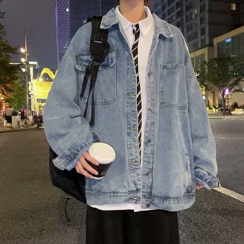 Tide, демисезонная джинсовая мужская куртка для влюбленных для школьников для отдыха, оверсайз