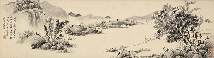 宋画马远松寿图绢本国画立轴山水人物真迹复制画艺术微喷版画名画-Taobao