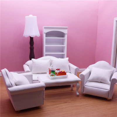 taobao agent Small doll house, furniture, white minifigure, sofa, coffee table, props, scale 1:12