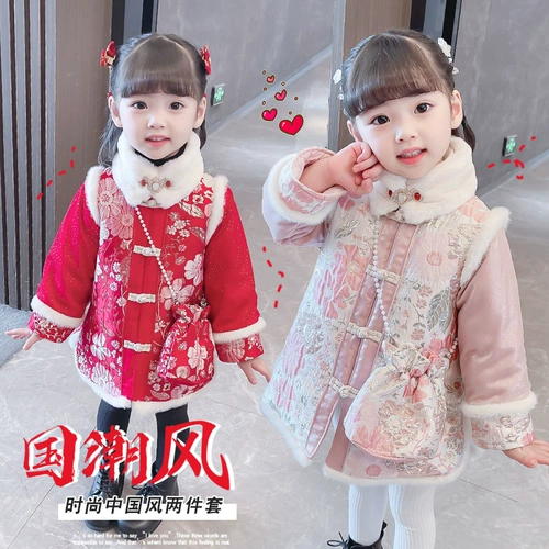 Демисезонное красное ханьфу, детское праздничнное ципао, китайский стиль