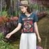 Mùa hè năm 2021 phong cách dân tộc mới vải lanh của phụ nữ hàng đầu cỡ lớn vải cotton và vải lanh in hình ngắn tay áo phông - Áo phông
