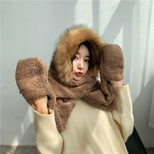 Зимняя шапка, шарф, милые утепленные перчатки для выхода на улицу, в корейском стиле