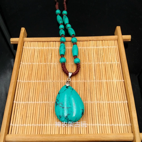 Бирюзовая подвеска в форме сердца, ожерелье, цепочка до ключиц, свитер, аксессуар, провинция Хубэй