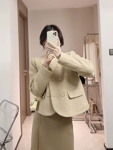 [Черная метка] yichic ｜ Добавить хлопок сгущенные волосы зимнего ягненка белый маленький ладан ｜ двойной коротки