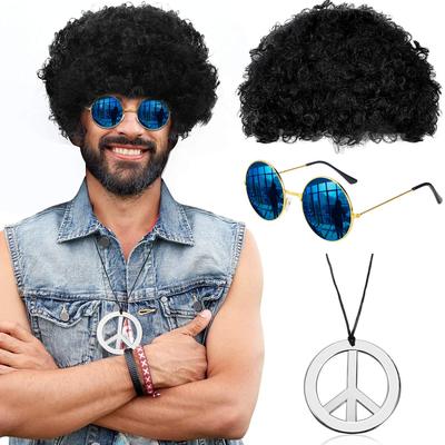 taobao agent Hippi in the 1970s theme party wigs hippie fashion Africans sunglasses and signs necklaces
