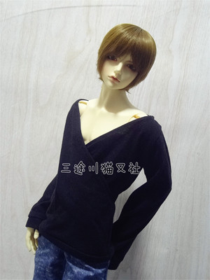 taobao agent Cat also bjd.sd 1/4 1/3 Uncle baby clothes black big V -neck full of bottom shirt