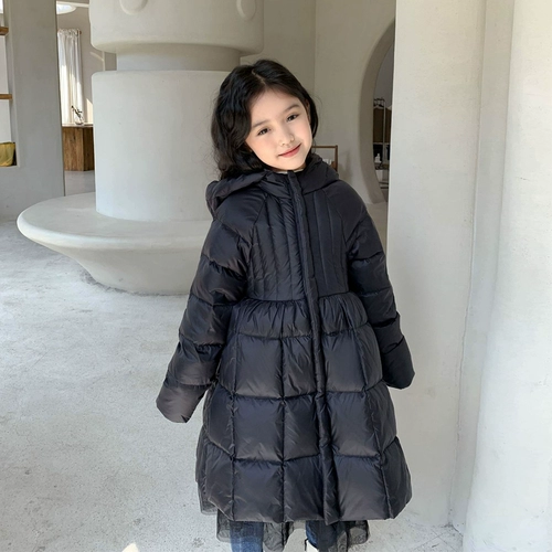 Зимний кружевной детский пуховик, утепленная куртка для принцессы, 2022, кружевное платье, в западном стиле