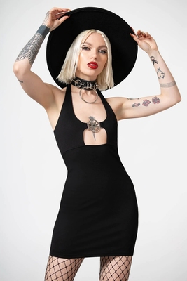 taobao agent Killstar Gothic Pentapus Hot Girl Holiday Black Studius Hanging Neck Hollow Hollow Dress Skirt