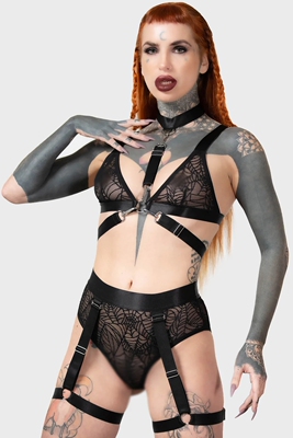 taobao agent Spot Killstar Gothic Dark Dark Black Wind Black Spider Curb Holimad Sexy Win -Circle Underwear Set underwear