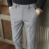 Мужские осенние шерстяные бархатные штаны, облегающий крой