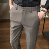 Мужские осенние шерстяные бархатные штаны, облегающий крой