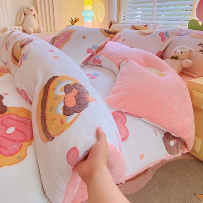 冬季加厚牛奶绒四件套