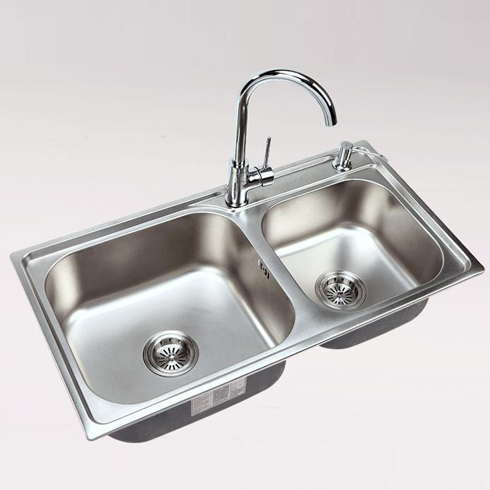 樱花水槽双槽厨房洗菜盆304加厚不锈钢洗碗池台下水盆淘菜池套餐