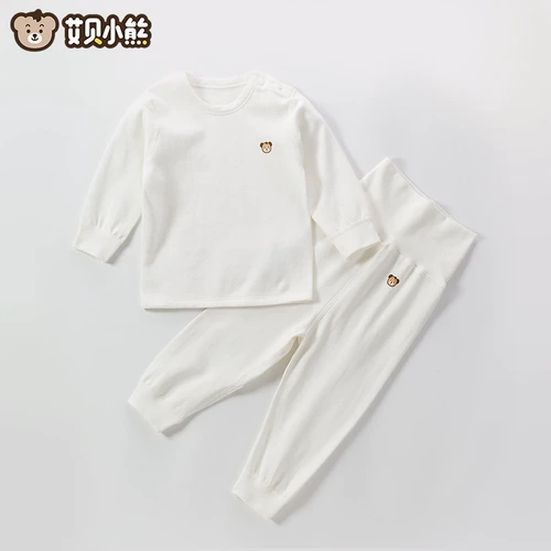 艾贝小熊 Детское нижнее белье, хлопковый комплект, хлопковая пижама, термобелье для раннего возраста, подходит для весны и осени, 0-3 лет