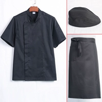 Черная футболка, фартук, берет, короткий рукав